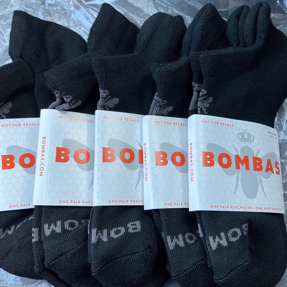 NWT Unisex 5 pack Bombas Socks, athletic ankle socks MEDIUM men’s 6-9,W 7-10.5